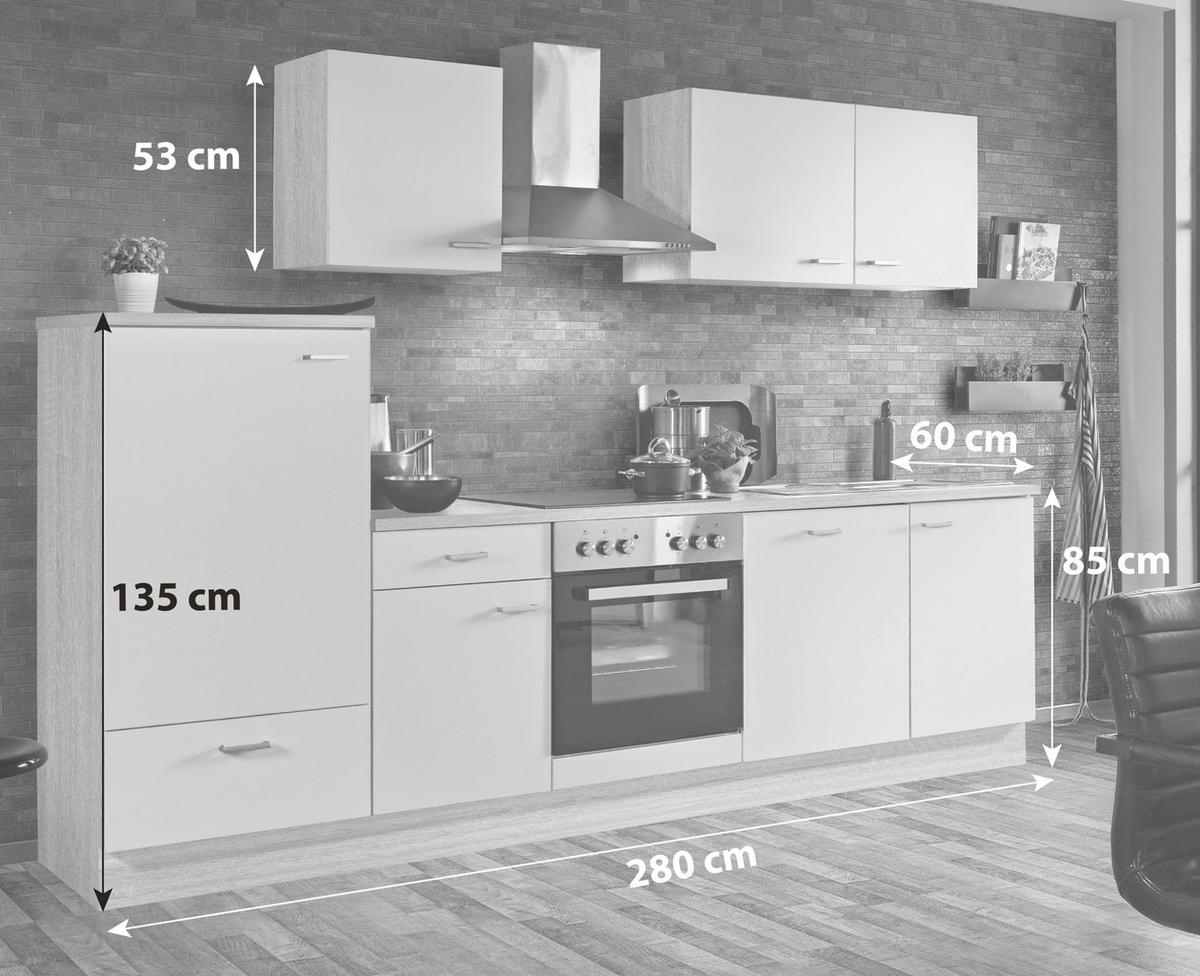 Küchenblock Classic Küchenblock - Weiß/Sonoma Eiche, KONVENTIONELL, Holzwerkstoff (280cm) - Menke