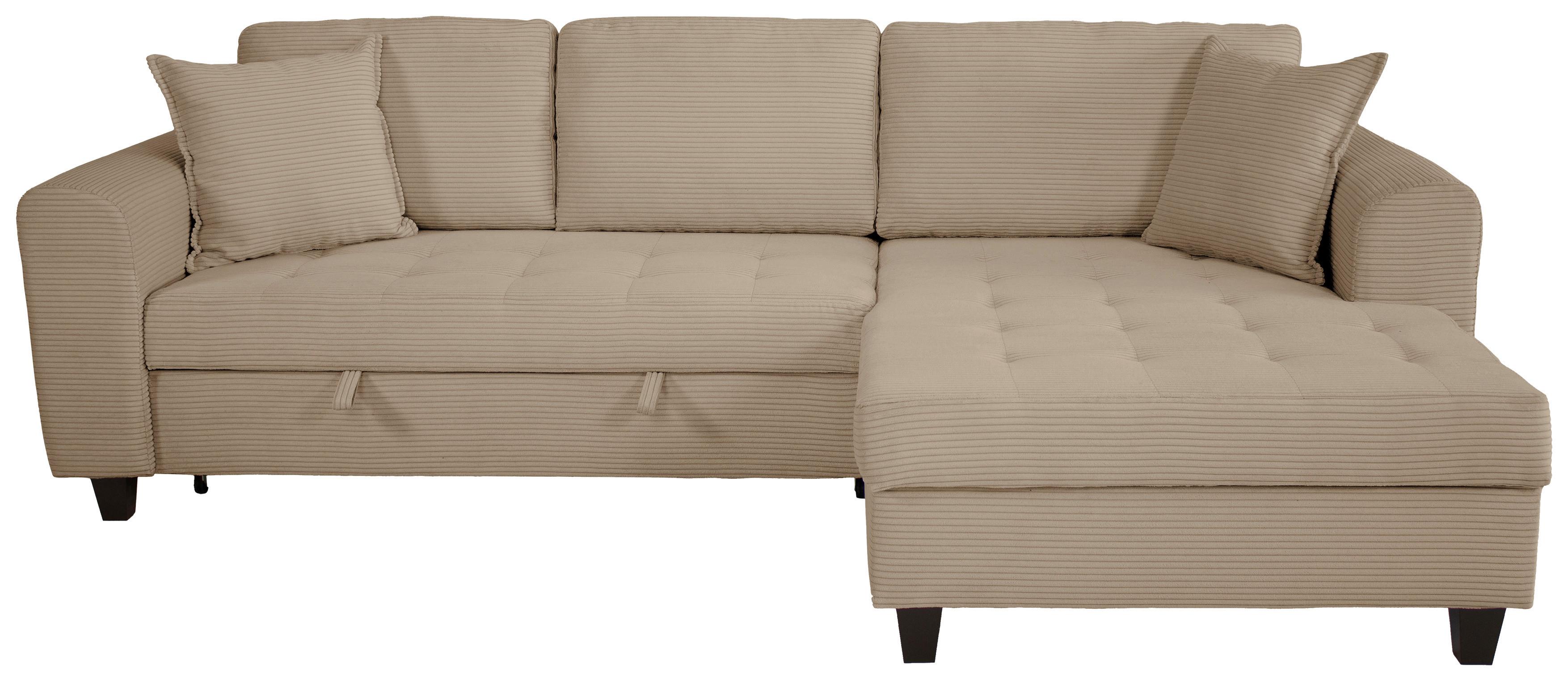 Ecksofa Moritz Graubraun  S: ca. 265x155 cm - Hellbraun, Trend, Textil (265/155cm)