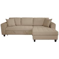 Ecksofa Moritz Graubraun  S: ca. 265x155 cm - Hellbraun, Trend, Textil (265/155cm)
