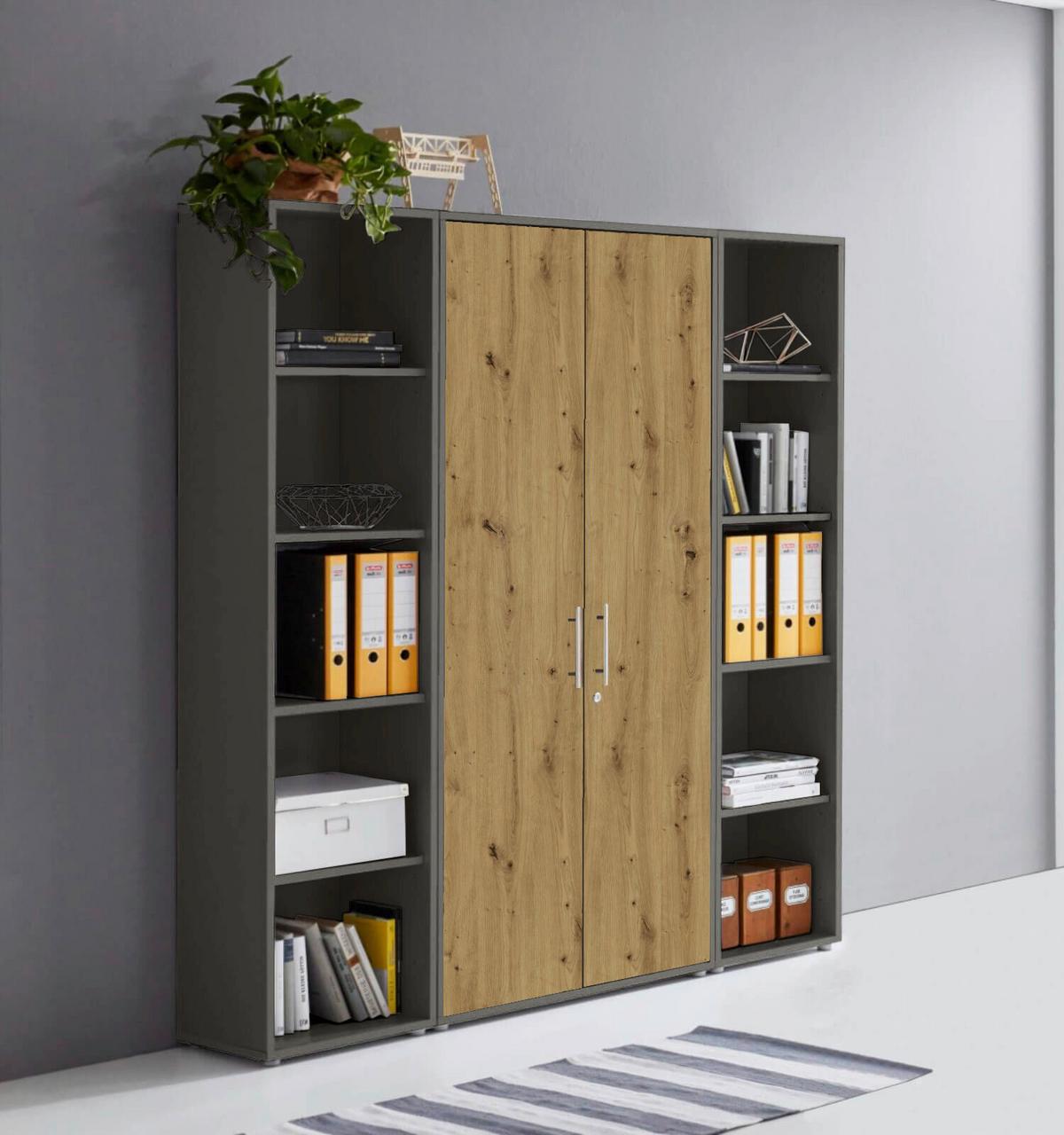 AKTENSCHRANK OFFICE EDITION - SW SET 3 - Anthrazit/Eiche Artisan, MODERN, Holzwerkstoff (172,6/185,6/33cm) - MID.YOU