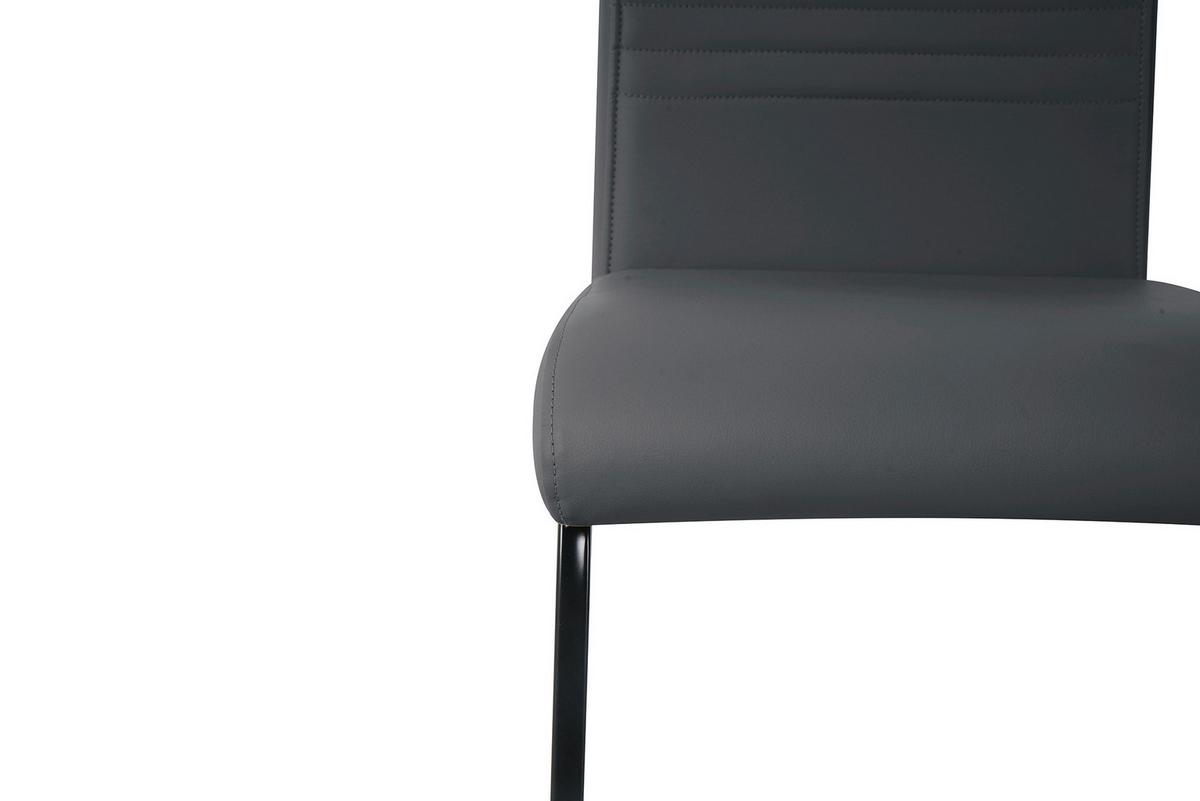 Stuhl-set Lederlook Grau, B: 42cm - Schwarz/Grau, Design, Kunststoff/Textil (42/97/59cm) - Livetastic