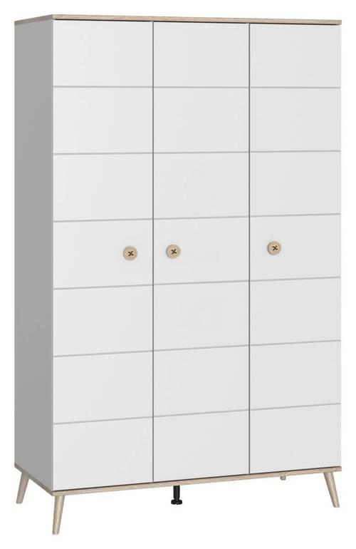 Nyílóajtós Szekrény Billund 125/202 Cm - tölgyfa/fehér, Modern, faalapú anyag/fa (125/202/55cm) - MID.YOU