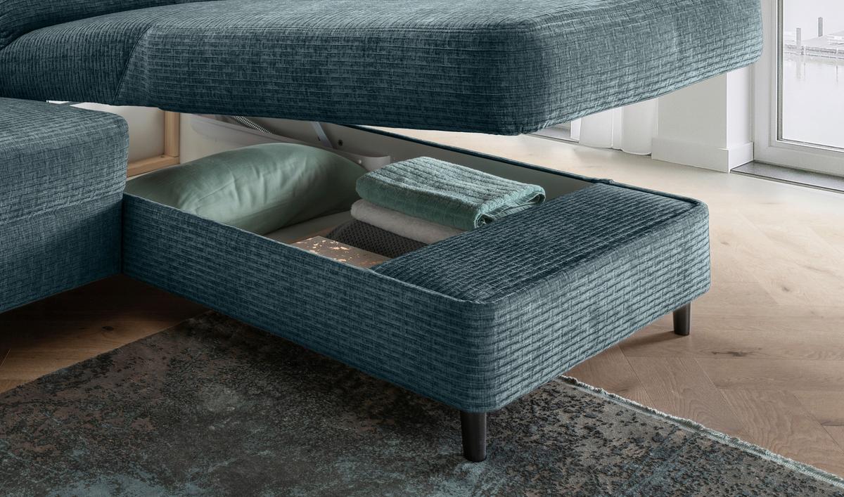 Ecksofa Cavoli, Blau S: 279x176 cm - Blau/Schwarz, MODERN, Textil (279/176cm) - Livetastic