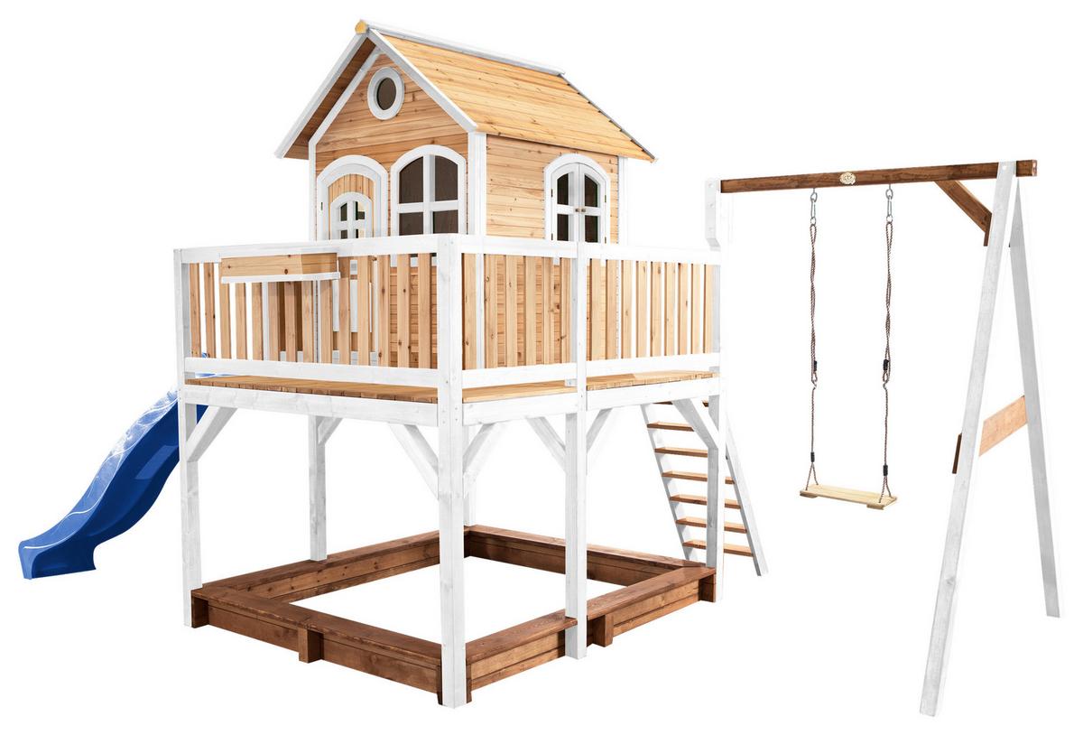 Spielturm A030.152.31 - Blau/Braun, KONVENTIONELL, Holz/Kunststoff (541/291/277cm) - Ambia Garden