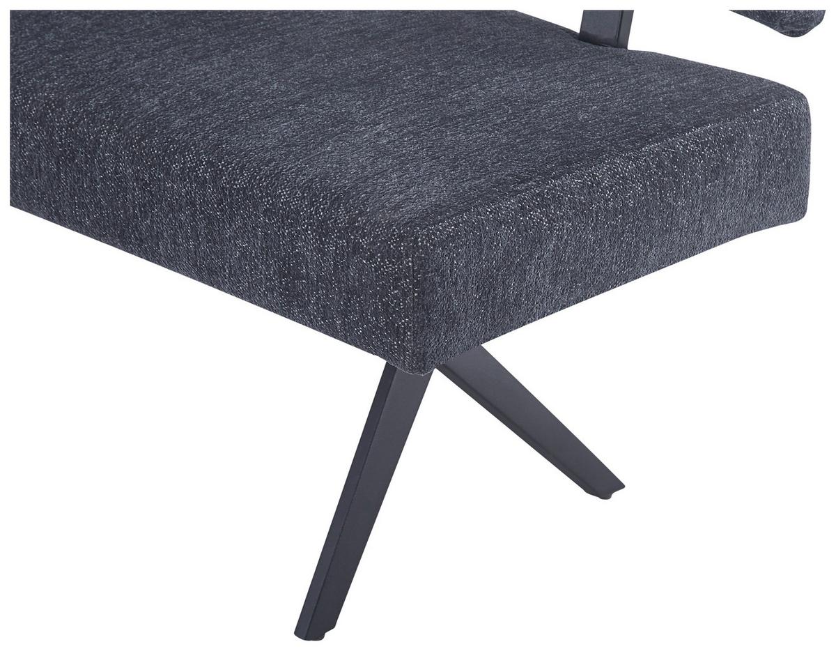 Eckbank Chios Leinenoptik Grau, S: 190x150cm - Dunkelgrau/Schwarz, KONVENTIONELL, Textil/Metall (190/150cm) - MID.YOU