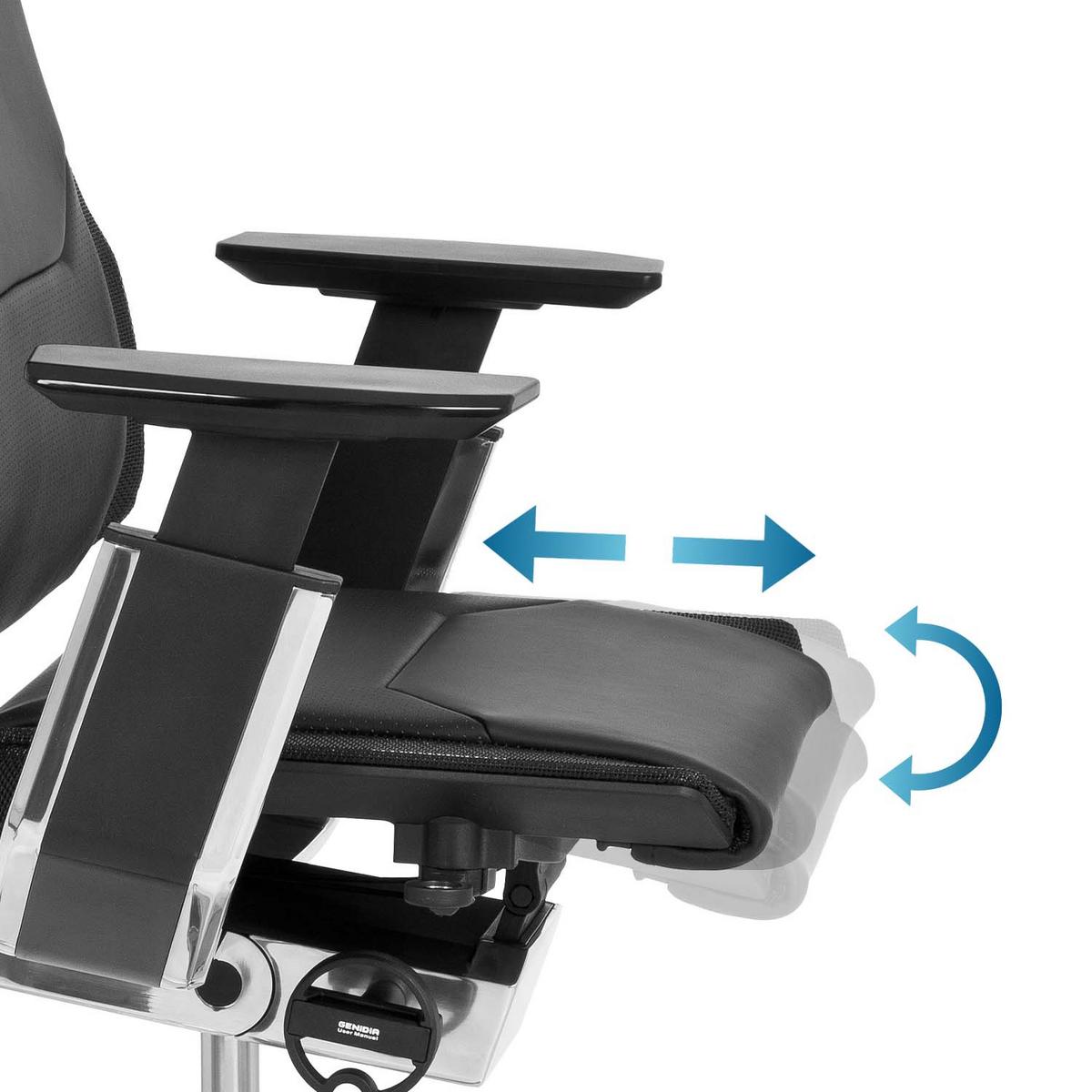 Drehstuhl Genidia Pro Schwarz - Alufarben/Schwarz, MODERN, Leder/Kunststoff (57/119/46cm) - MID.YOU