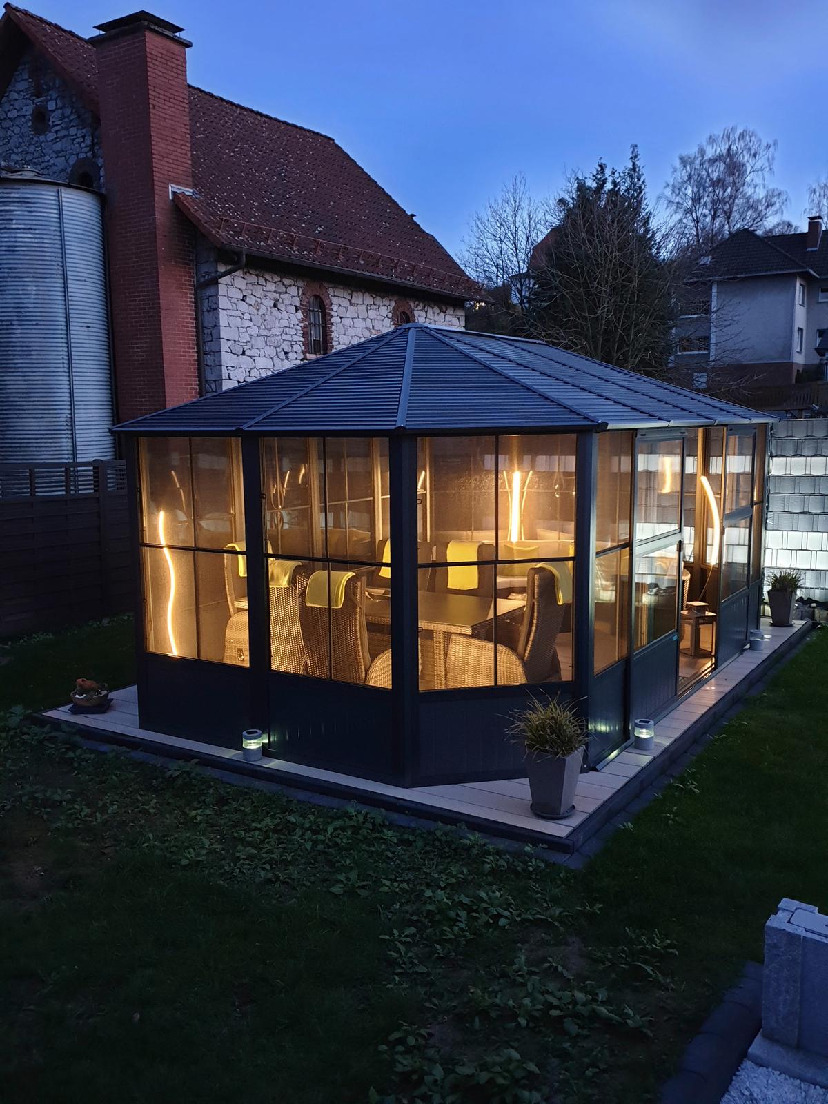 Pavillon Charleston 12x12 384x384 Wetterfest - Anthrazit, Basics, Metall (384/281/384cm)