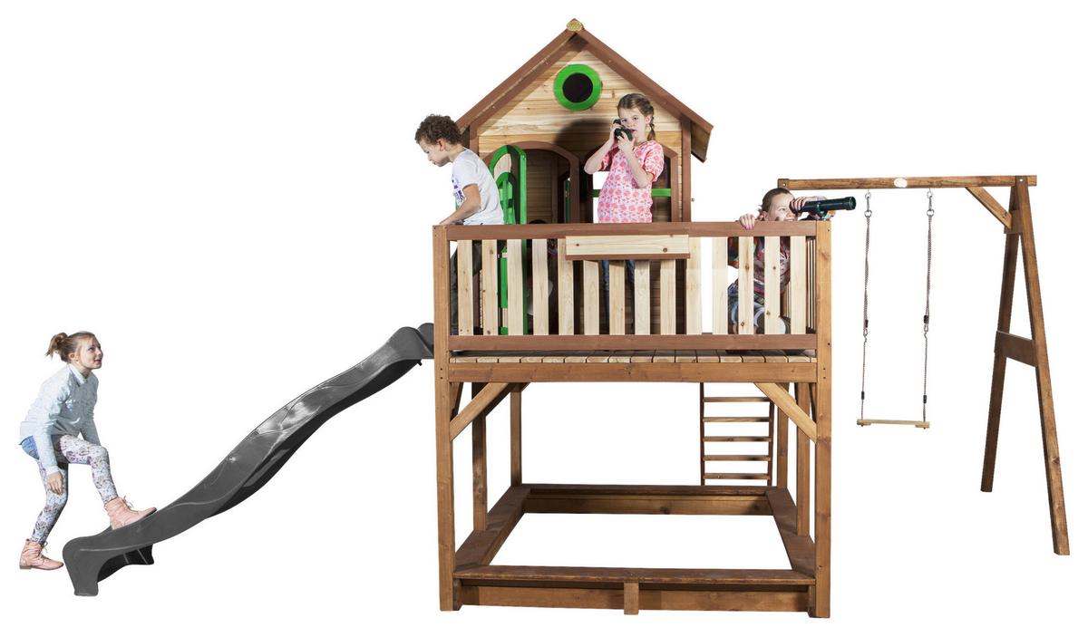 Spielturm A030.152.80 - Braun/Grau, KONVENTIONELL, Holz/Kunststoff (541/291/277cm) - Ambia Garden