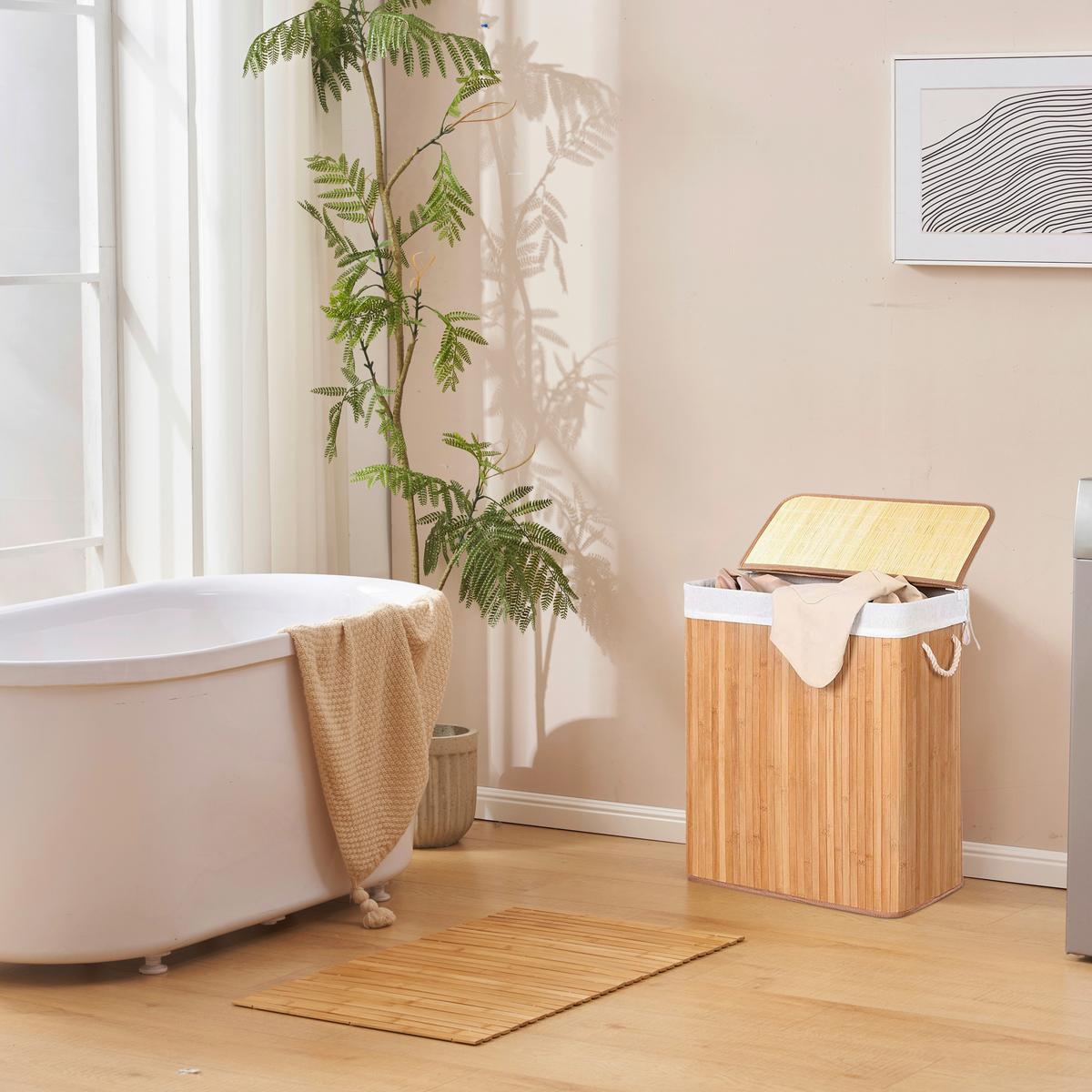 WÄSCHEKORB Falster Braun B: 52cm - Braun, MODERN, Holz/Textil (52/62/32cm) - MID.YOU