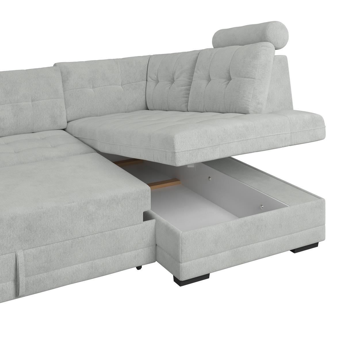 Ecksofa mit Schlaffunktion Falco new Grau 251x183 cm - Schwarz/Grau, KONVENTIONELL, Textil (251/183cm) - Ondega