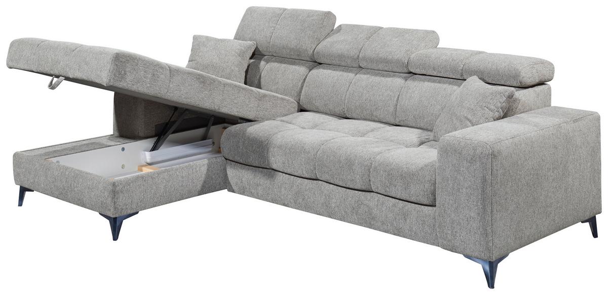 Ecksofa Sydney Hrellgrau S: 172/268 cm - Hellgrau/Schwarz, KONVENTIONELL, Textil (172/268cm) - MID.YOU