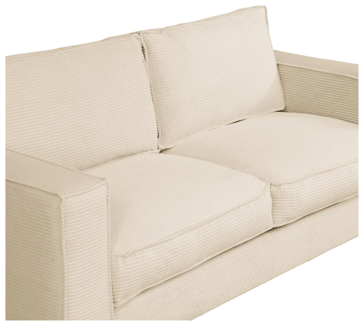 Schlafsofa Texas Creme Cord, B: 203 cm - Dunkelbraun/Creme, Design, Textil (203/85/99cm) - MID.YOU