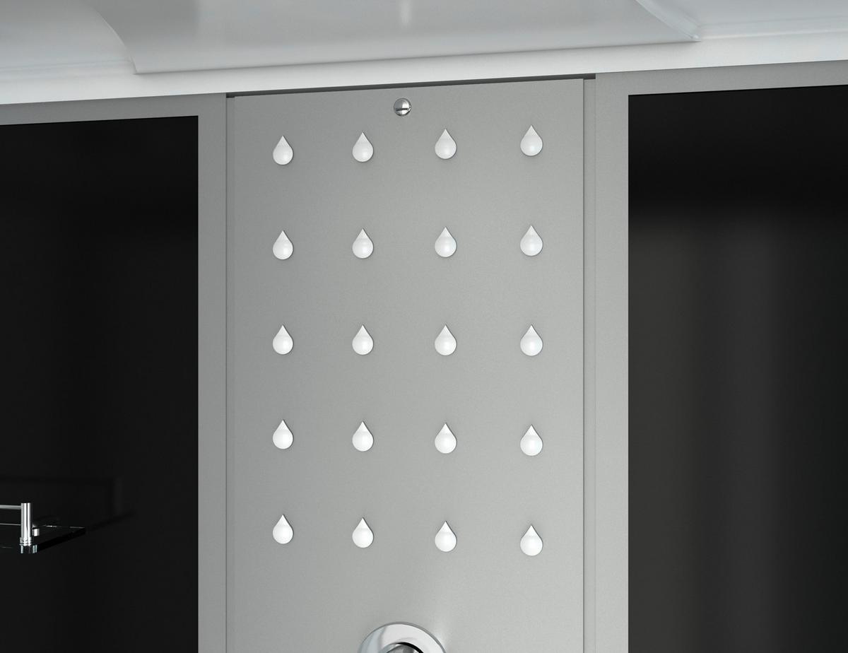 Dampfdusche Nevada 170 Mit Massagedüsen, Radio, Ablage - Schwarz/Weiß, Basics, Glas (175/229/85cm) - Sanotechnik