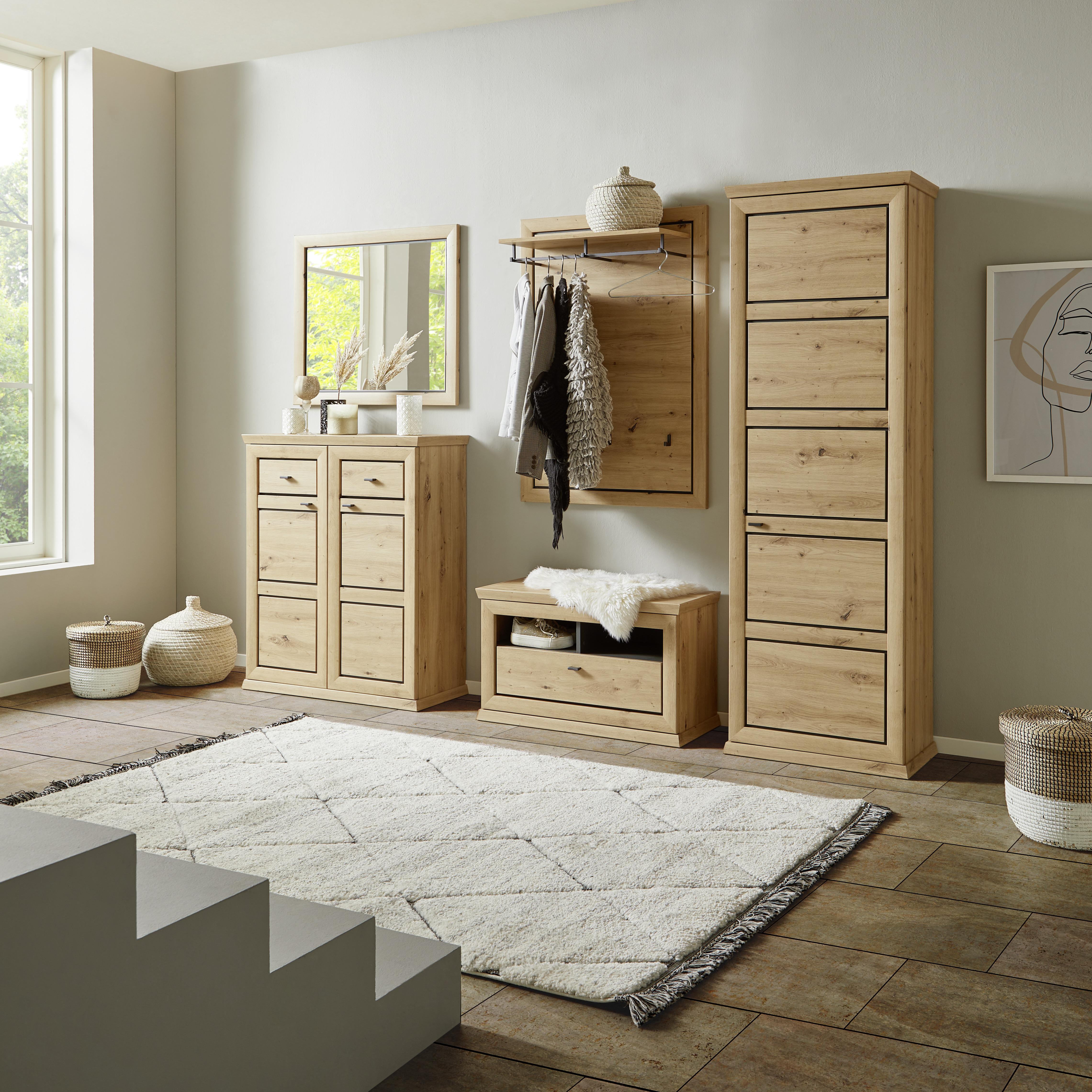 Spiegel Harvey 87x76 cm, Artisan Eiche Dekor - Eichefarben/Anthrazit, LIFESTYLE, Holzwerkstoff (87/76/2,5cm)