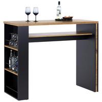 Bartisch Jamas 138x55x110,5 cm Eiche Dekor/Schwarz mit Regal - Eichefarben/Schwarz, MODERN, Holzwerkstoff (138/55/110,5cm)