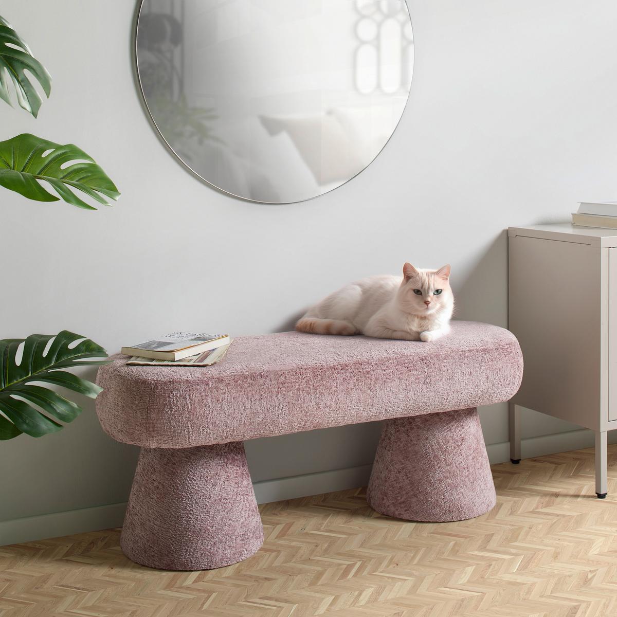 SEDACÍ LAVICE MONTY -TREND- - růžová, Romantický / Rustikální, kompozitní dřevo/textil (98/37/40cm) - Premium Living