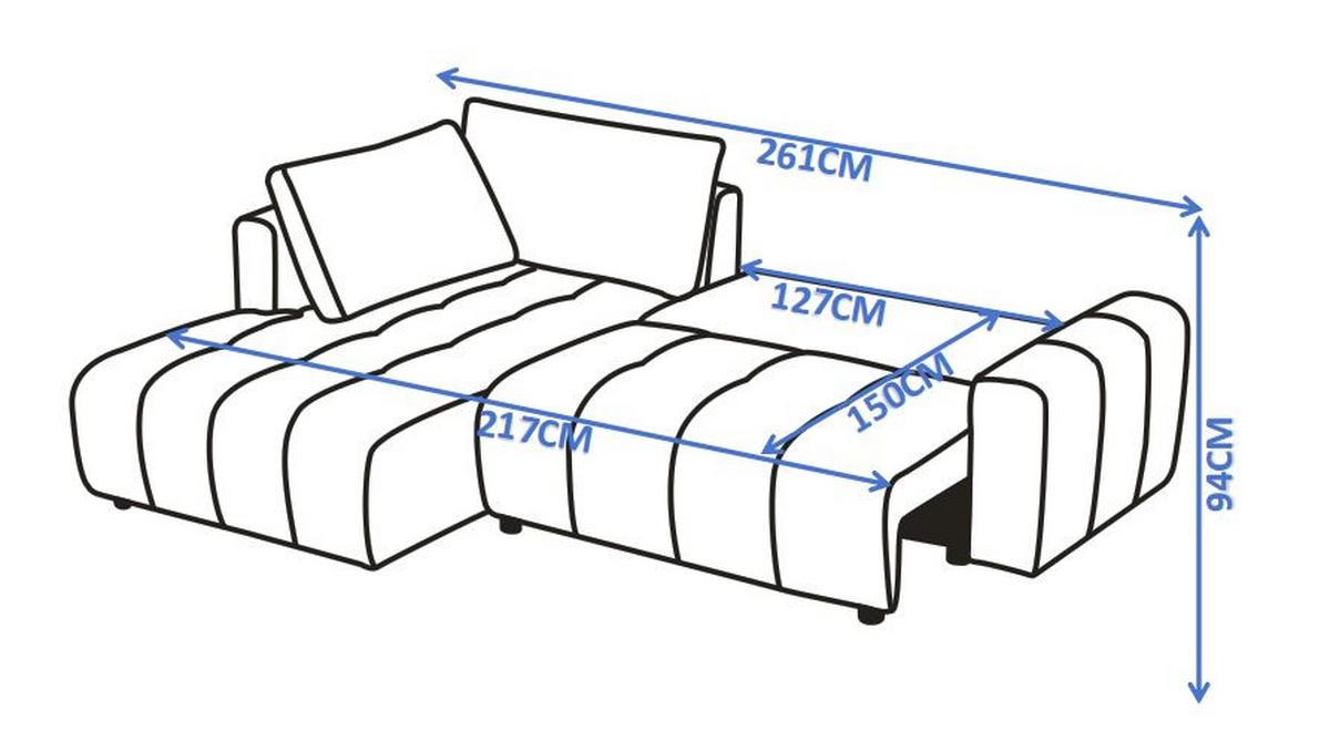 Sedací souprava GIA, pravá, bílá - bílá/šedá, Moderní, dřevo/textil (261/94/197cm) - Bessagi Home