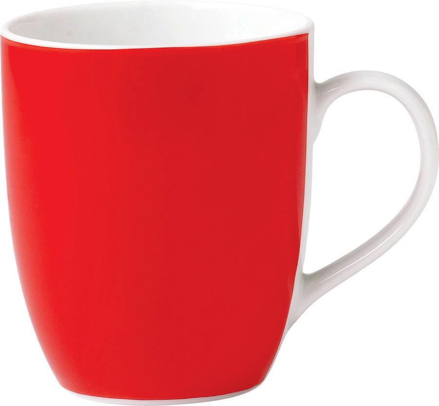 Kaffeebecherset Rot Weiß 6-teilig B: 11 cm - Rot/Weiß, Basics, Keramik (11/10/8cm) - Van Well