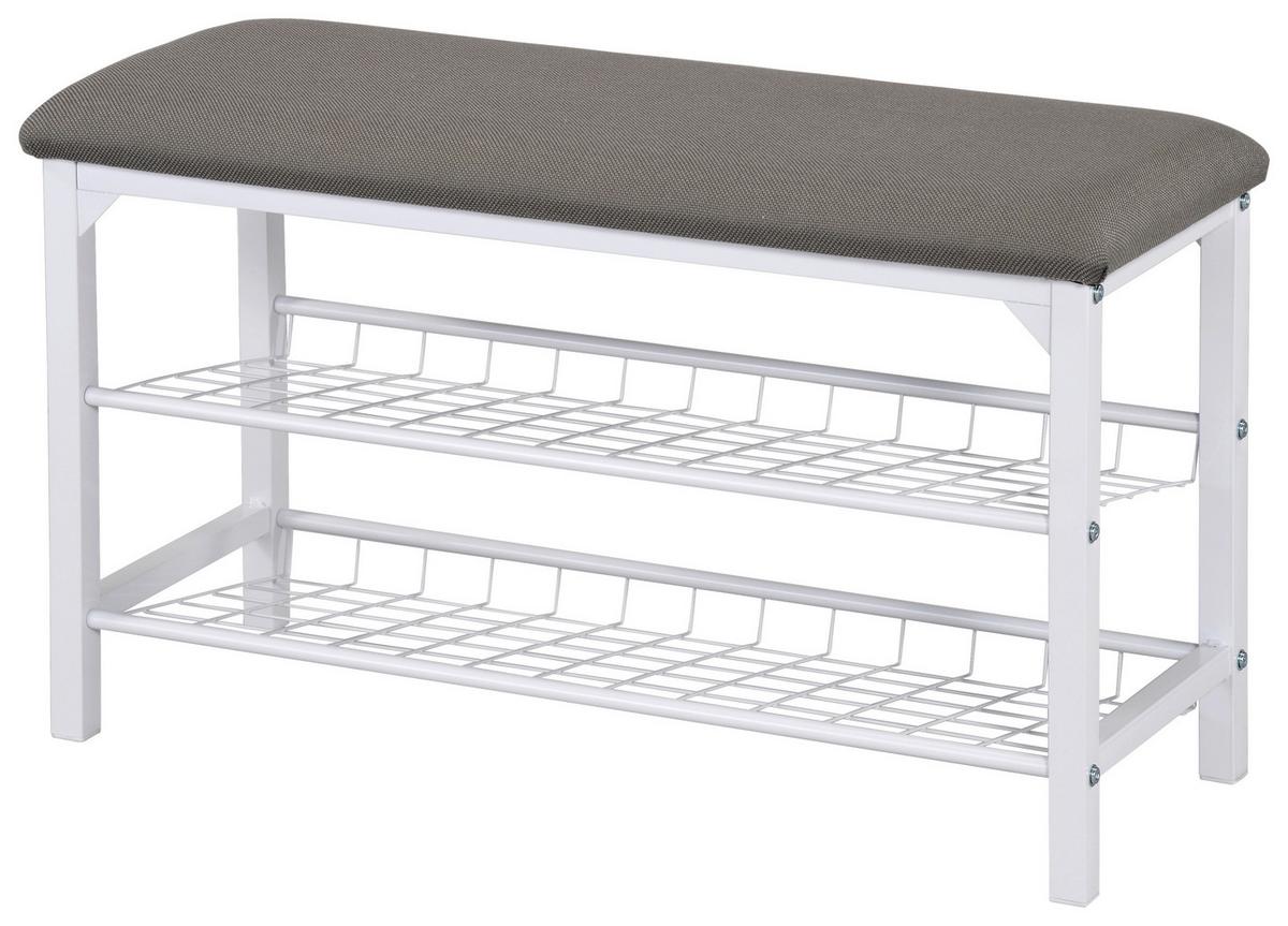 ŠATNÍ LAVICE WINNY -BP- - bílá/šedá, Moderní, kov/textil (76/45/29cm)