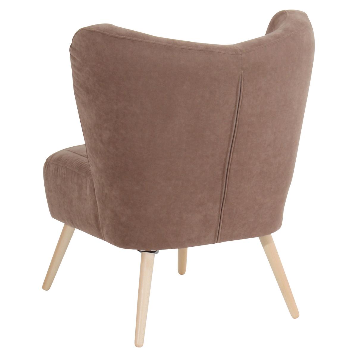 Polstersessel Sari Velours Hellbraun - Hellbraun/Naturfarben, Design, Textil (70/86/69cm) - Max Winzer