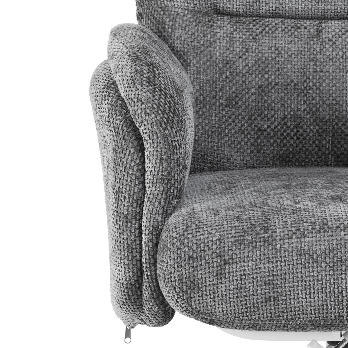 Relaxačné kreslo STAR, grafitová ženilka, s taburetom - biela/grafitová, Modern, kov/textil (72/107-95/86-110cm) - Mömax