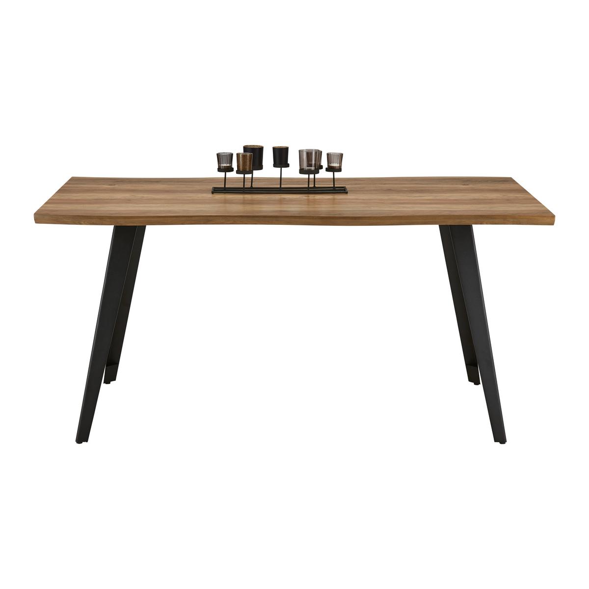 Jídelní stůl DIEGO 160 - černá/barvy dubu, Moderní, kov/kompozitní dřevo (160/76/90cm) - Bessagi Home