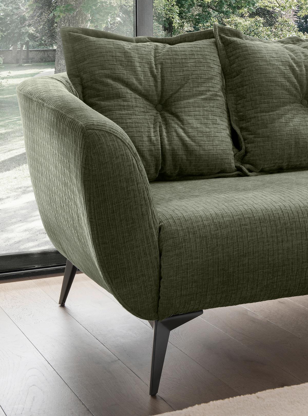 3-Sitzer-Sofa Baggio Olivgrün B: 236 cm - Schwarz/Olivgrün, MODERN, Textil (236/94/103cm) - Livetastic