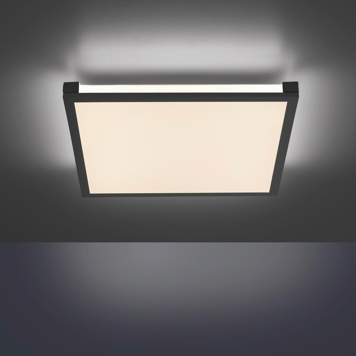 Deckenleuchte Mario L: 45 cm Quadratisch 2-Flammig dimmbar - Schwarz, Basics, Kunststoff/Metall (45/45/7,1cm)