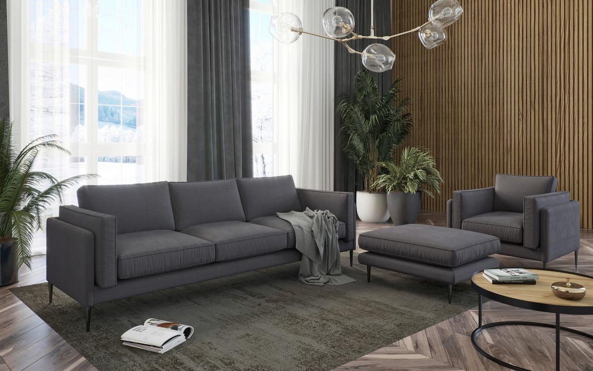 Sitzgarnitur Austin - Graubraun/Braun, Design, Textil - Livetastic