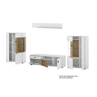 Hudson Wohnwand Weiß/Eichefarben B: 320 cm - Eichefarben/Schwarz, Design, Glas/Holzwerkstoff (320/180/42cm) - MID.YOU