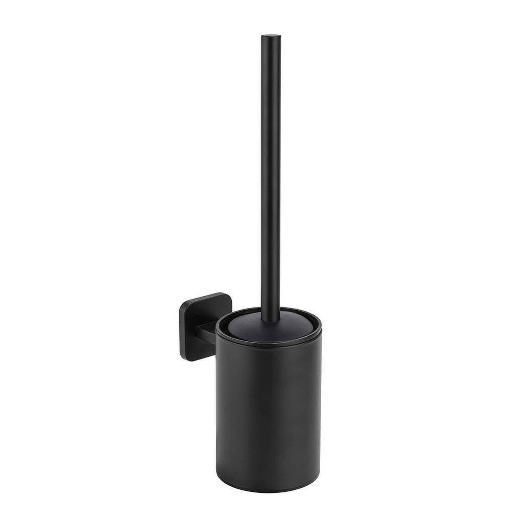 WC-Bürstengarnitur Porto Black Schwarz, Wandmontage B: 9 cm