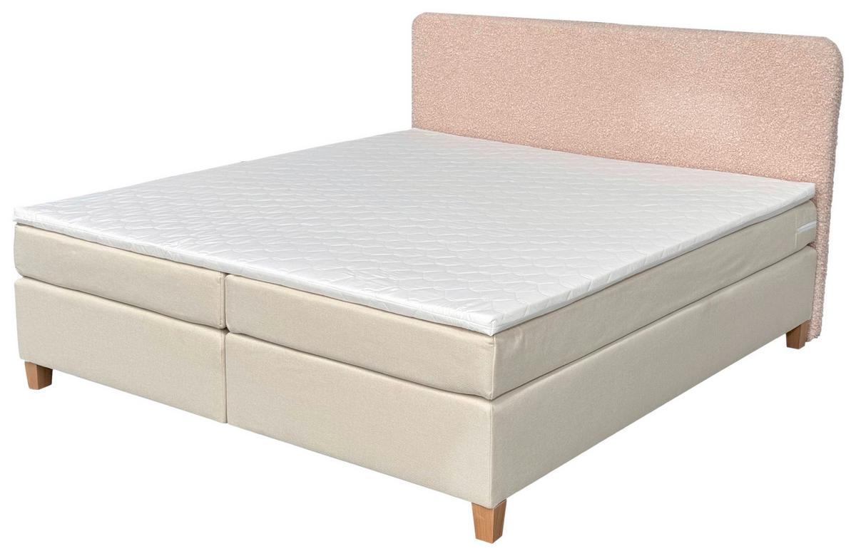 Boxbett mit Topper 180x200 Rolf - Beige, Basics, Holzwerkstoff/Textil (180/200cm) - Livetastic