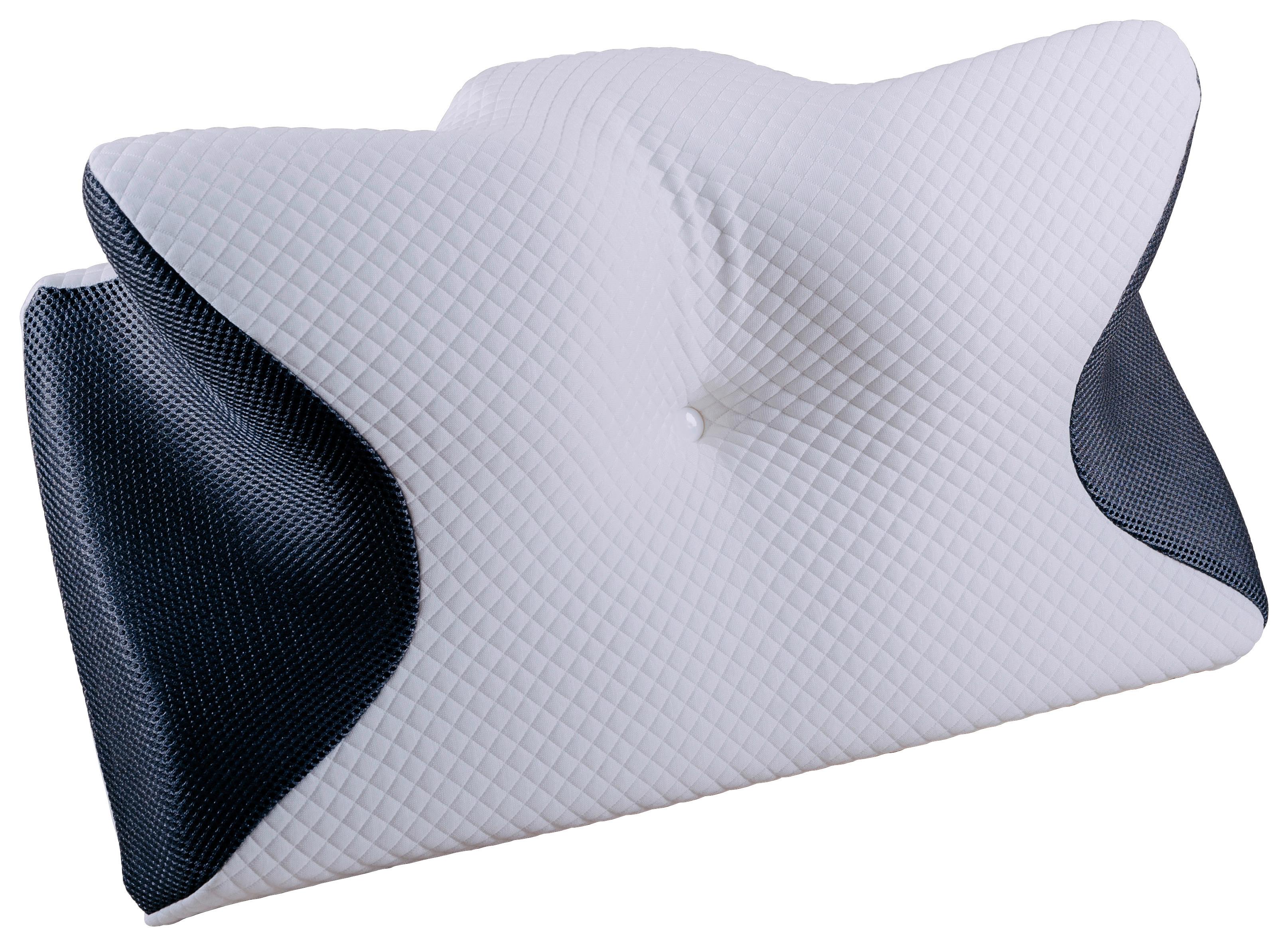 Ergonomický polštář s pamětí Naturtex - bílá/černá, Basics, textil/plast (61/34/12cm)