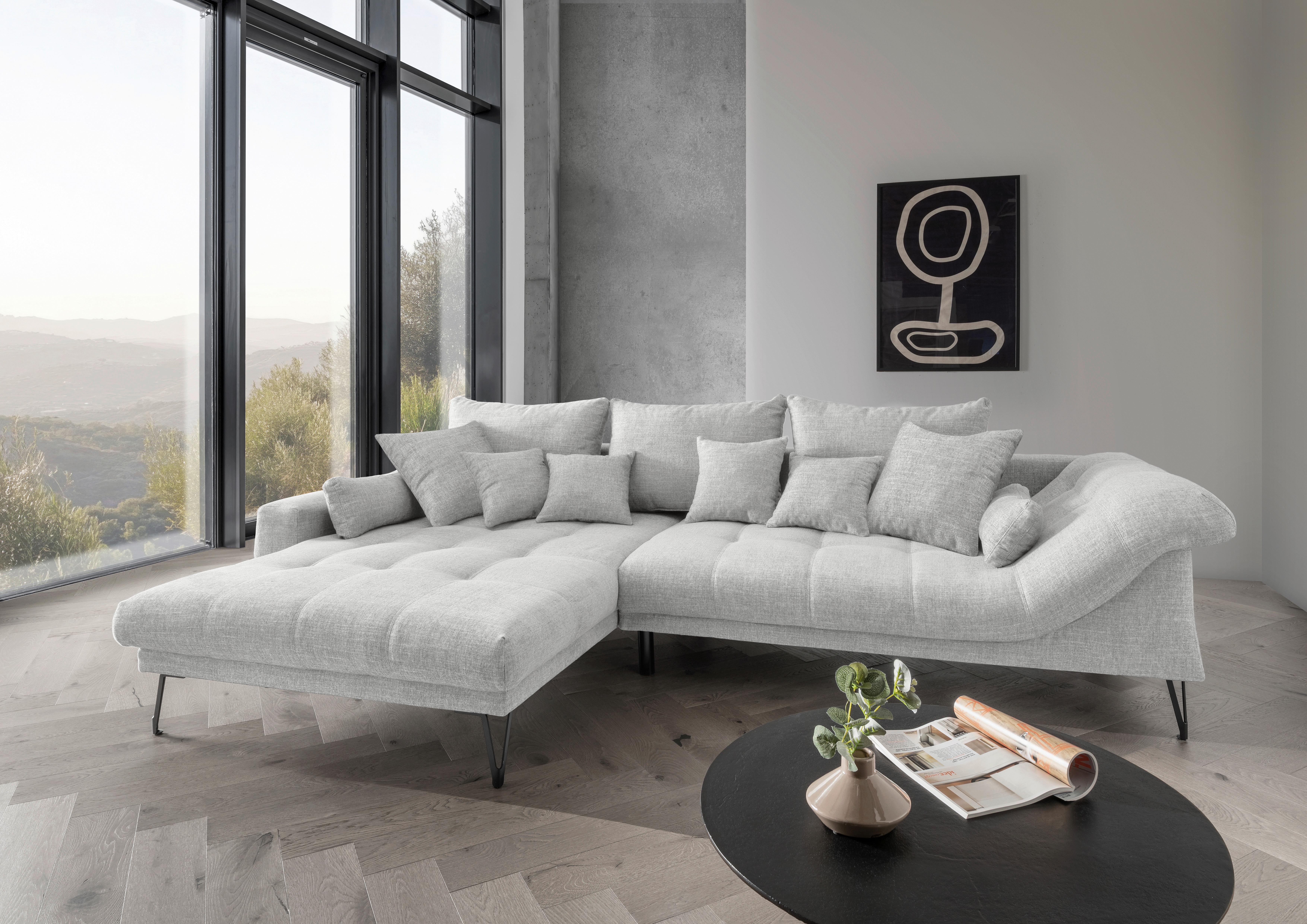 Ecksofa Garda, Weiß S: 192x310 Cm - Schwarz/Weiß, KONVENTIONELL, Textil (192/310cm) - Livetastic