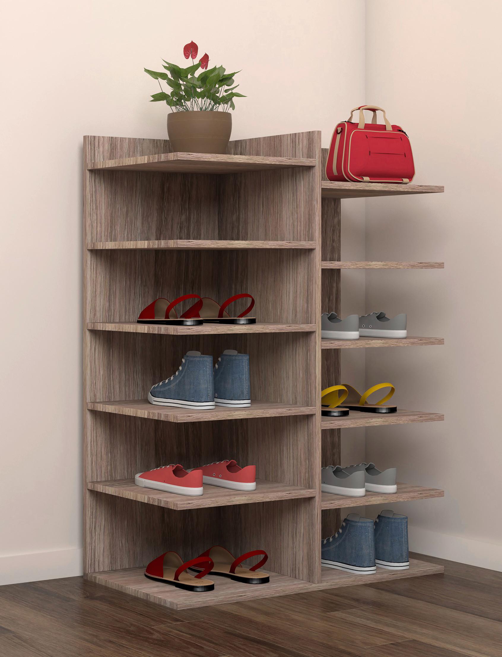 Schuhregale Enosa 12 Schuhpaare Sonoma Eiche H:80cm - Sonoma Eiche, Basics, Holzwerkstoff (60/80/30cm) - MID.YOU