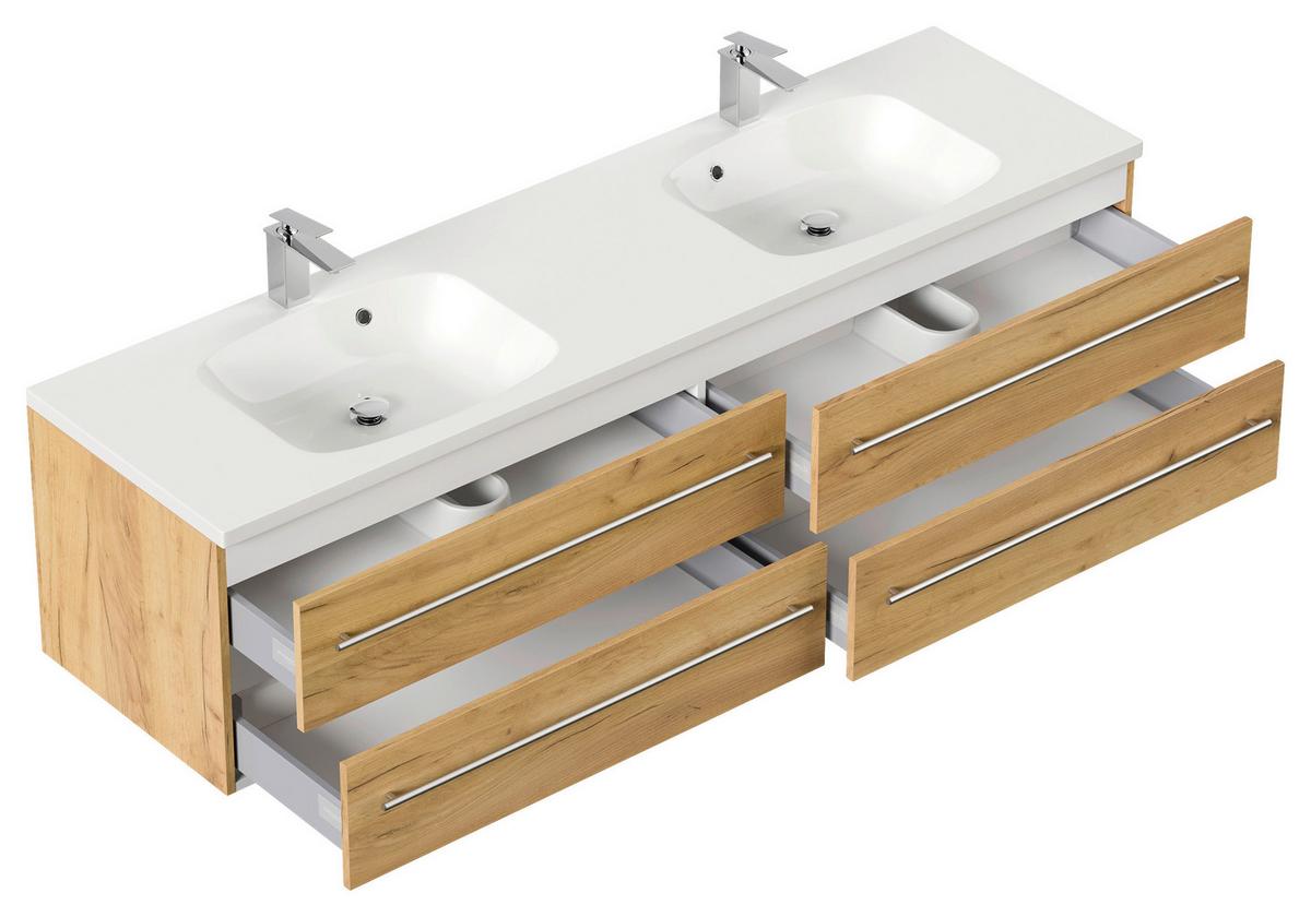 WASCHTISCHKOMBI Geant, Eichefarben B: 180 cm - Eichefarben/Weiß, Basics, Holzwerkstoff/Stein (180cm) - MID.YOU