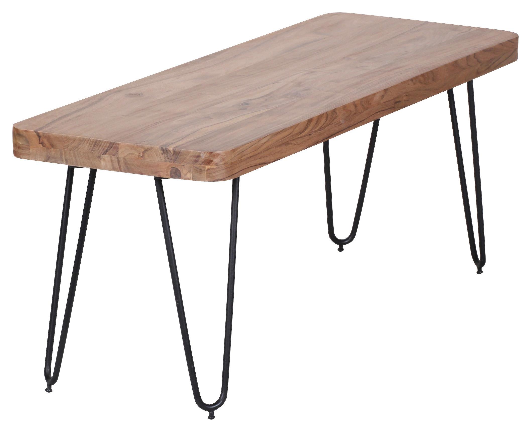 Lavice z masivního dřeva Bagli š: 120 cm - černá/barvy akácie, Moderní, kov/dřevo (120/45/40cm) - MID.YOU