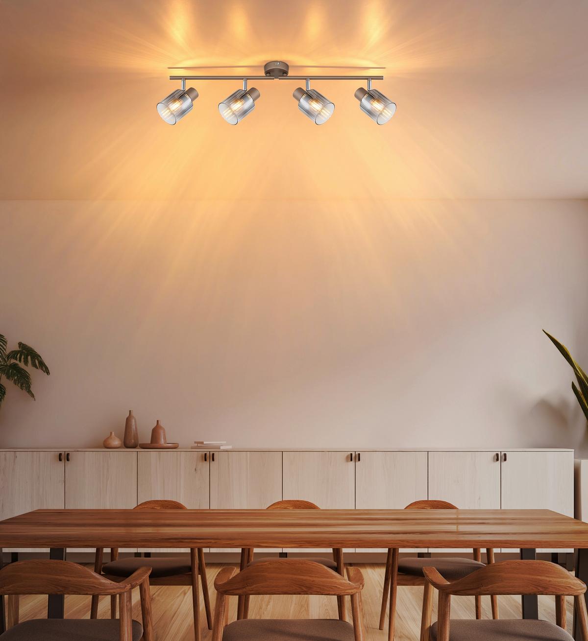 Strahler Kaffeefarben - Klar/Chromfarben, Design, Glas/Metall (70/8/15cm) - Globo