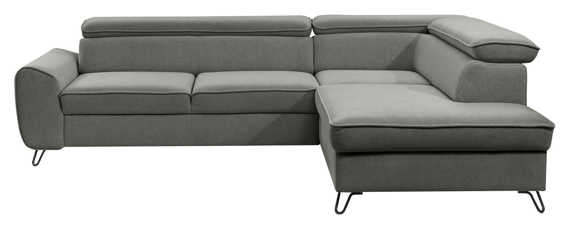 Rohová sedačka IDYLLA, pravá tmavě šedá,úl.prostor,lůžko - černá/tmavě šedá, Design, kov/textil (250/200cm)