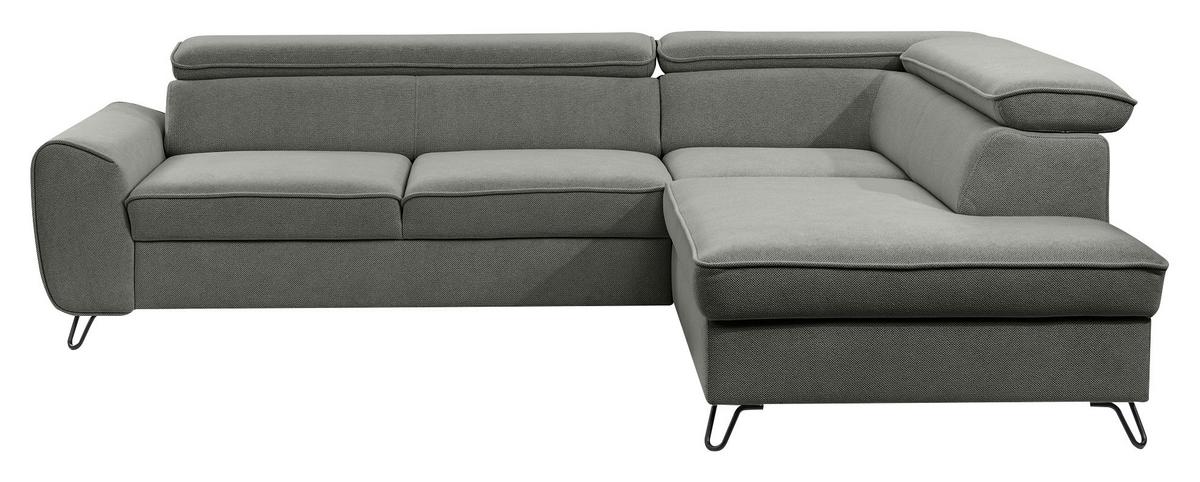 Rohová sedačka IDYLLA, pravá tmavě šedá,úl.prostor,lůžko - černá/tmavě šedá, Design, kov/textil (250/200cm)