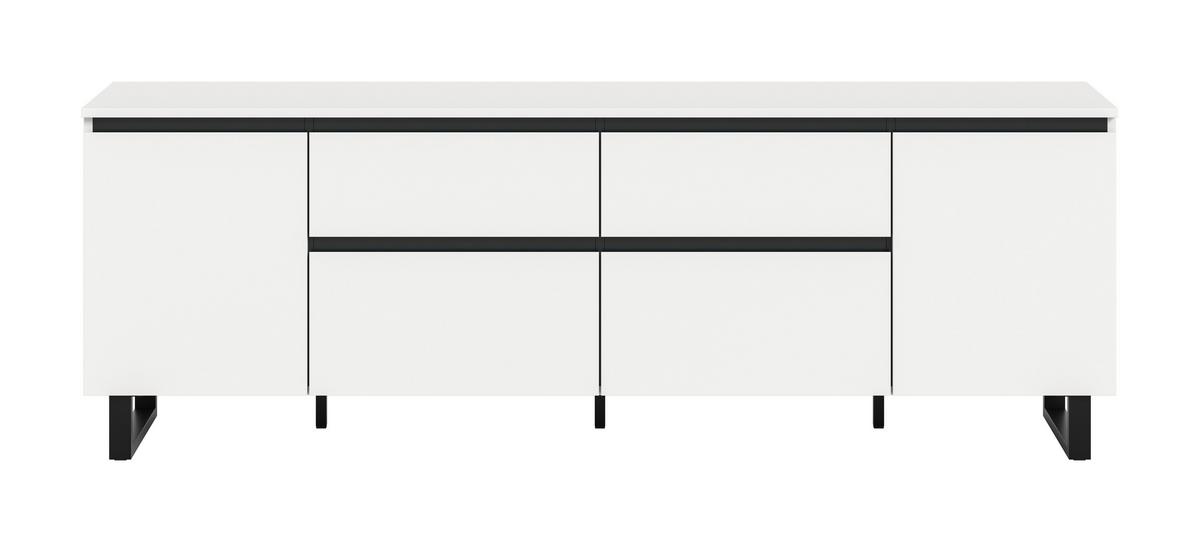 Lowboard Tomasa Weiß  B: 188 Cm - Schwarz/Weiß, Design, Holzwerkstoff (188/65/36cm) - Livetastic