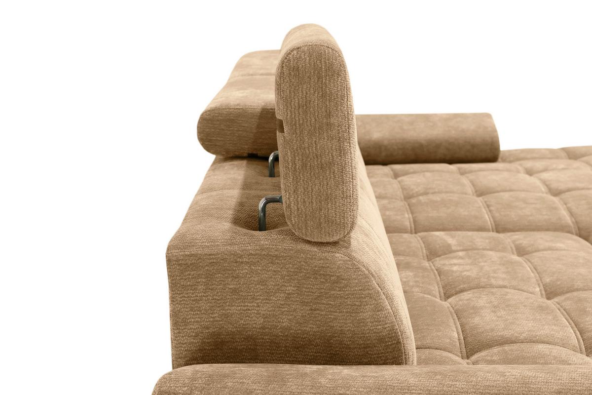 Rohová sedačka VEGAS, pravá, béžovohnedá ženilka - béžovohnedá/čierna, Design, drevo/textil (294/173cm)