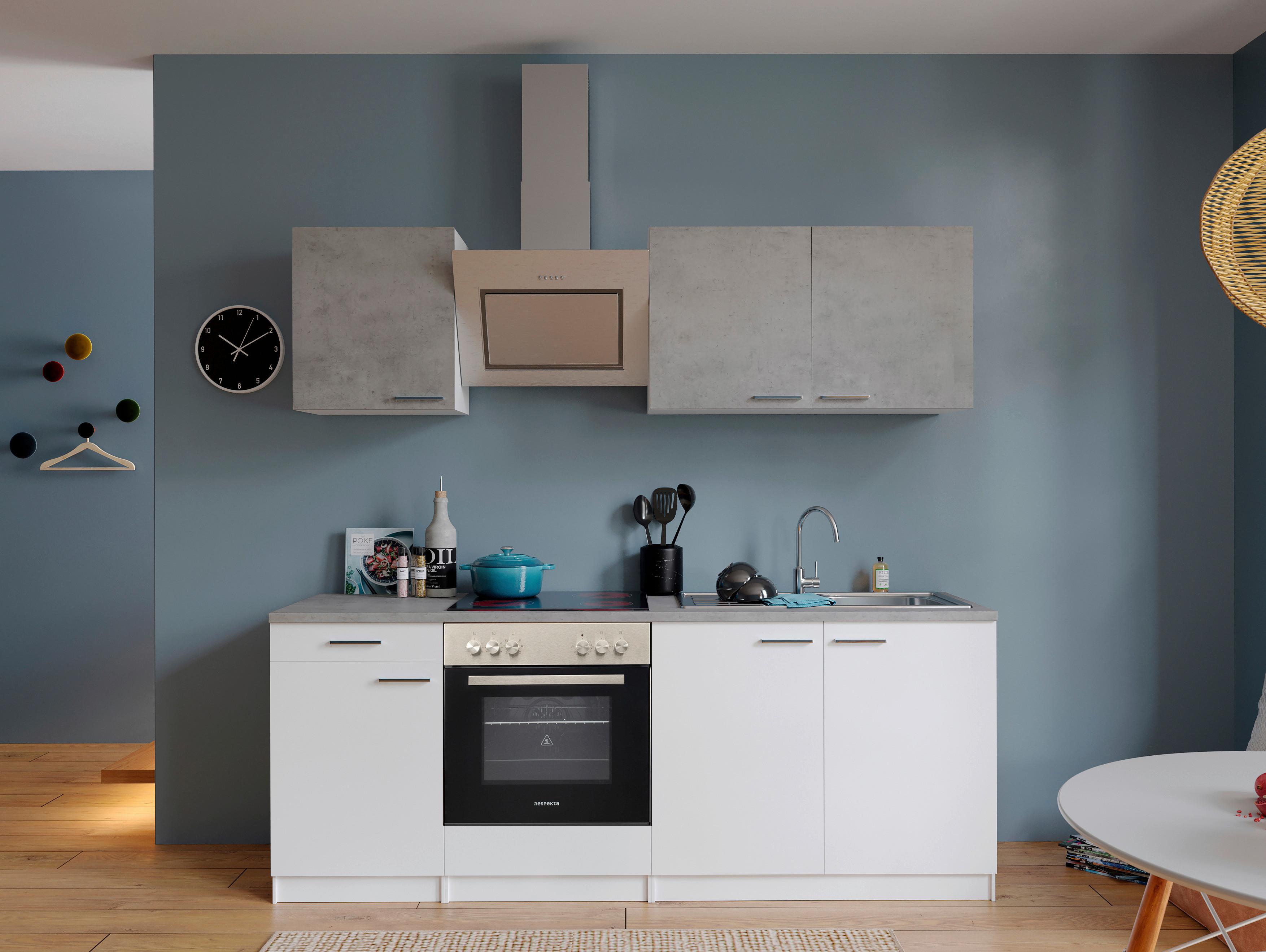 Küchenblock Malia Küchenblock 210 cm - Graphitfarben/Weiß, Basics, Holzwerkstoff (210cm) - Respekta