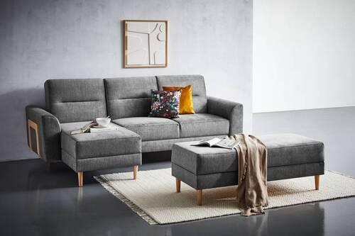 Hocker Freda Mit Stauraum Velours Grau H: 48 Cm - Naturfarben/Grau, MODERN, Textil (135/48/57cm) - Max Winzer