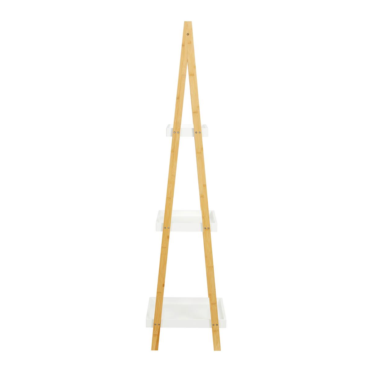 Regál z bambusu Mirela - biela/prírodná farba, Modern, kompozitné drevo/prírodné materiály (43/160/40cm) - Bessagi Home