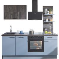 Küchenblock Pn105 / Pn100 - Eiche dunkel/Pastellblau, Basics, Holzwerkstoff (205cm) - Pino