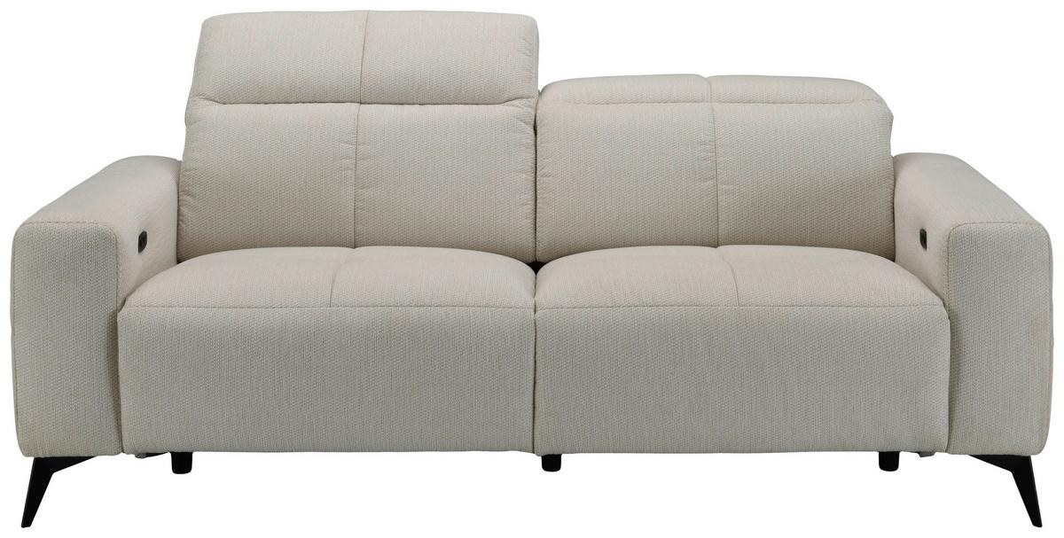 Sofa Chicago Chenille beige, B: 206cm - Beige/Schwarz, MODERN, Holz/Kunststoff (206/78/107cm)