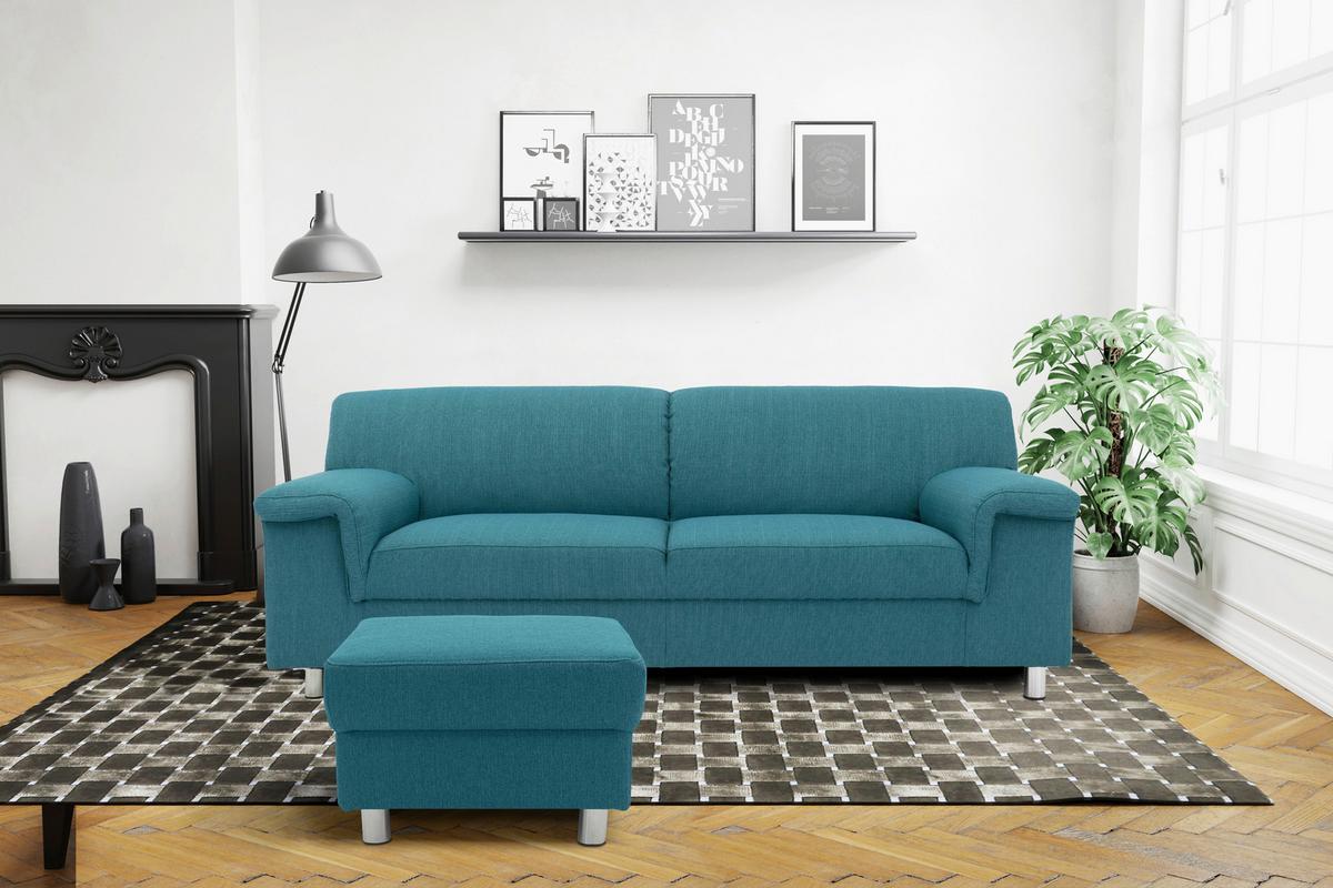 Polsterhocker Jamie Petrol Webstoff H: 40 Cm - Chromfarben/Petrol, KONVENTIONELL, Textil (54/40/54cm) - MID.YOU
