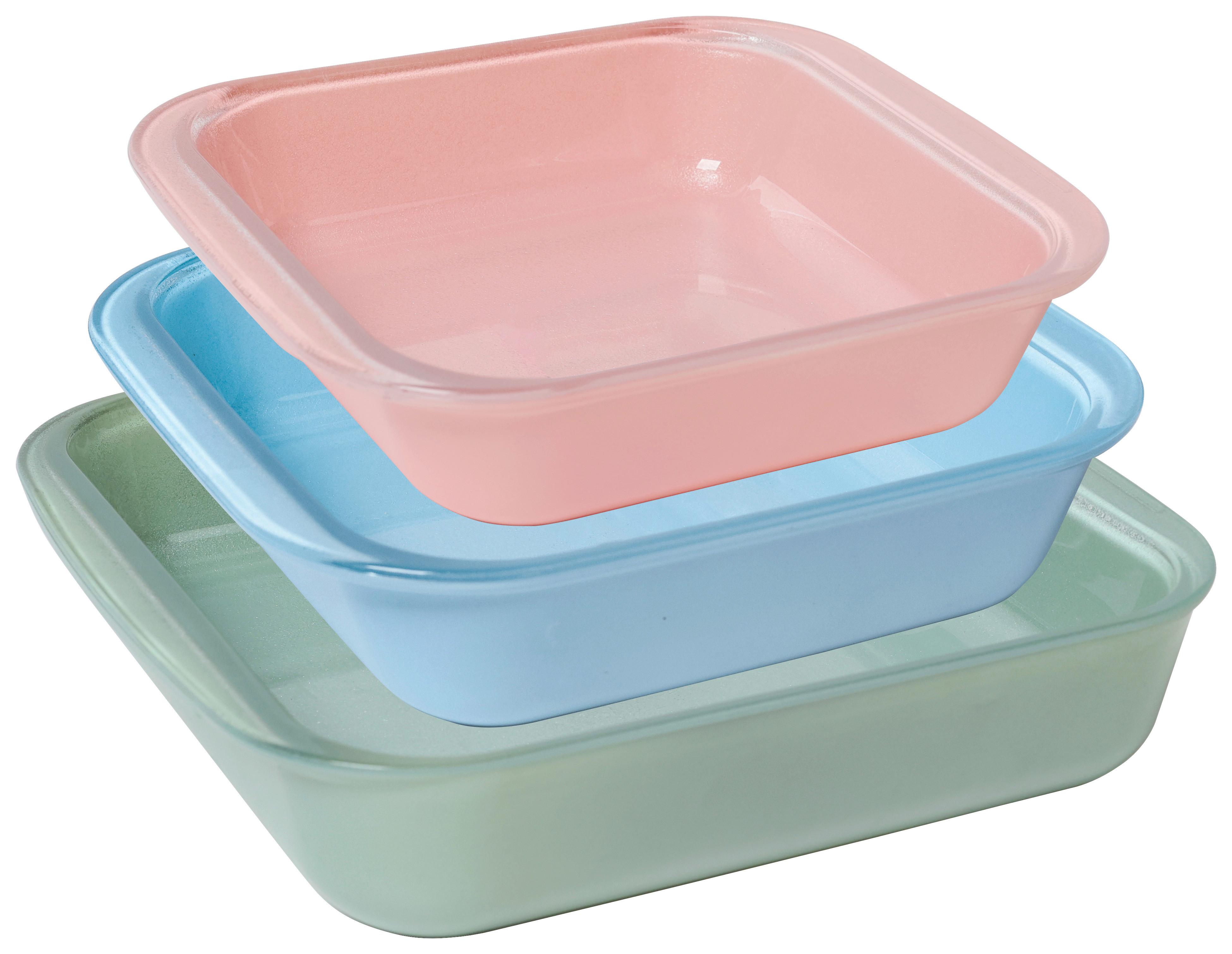 Auflaufformenset Astrid - Blau/Rosa, LIFESTYLE, Glas - Luca Bessoni