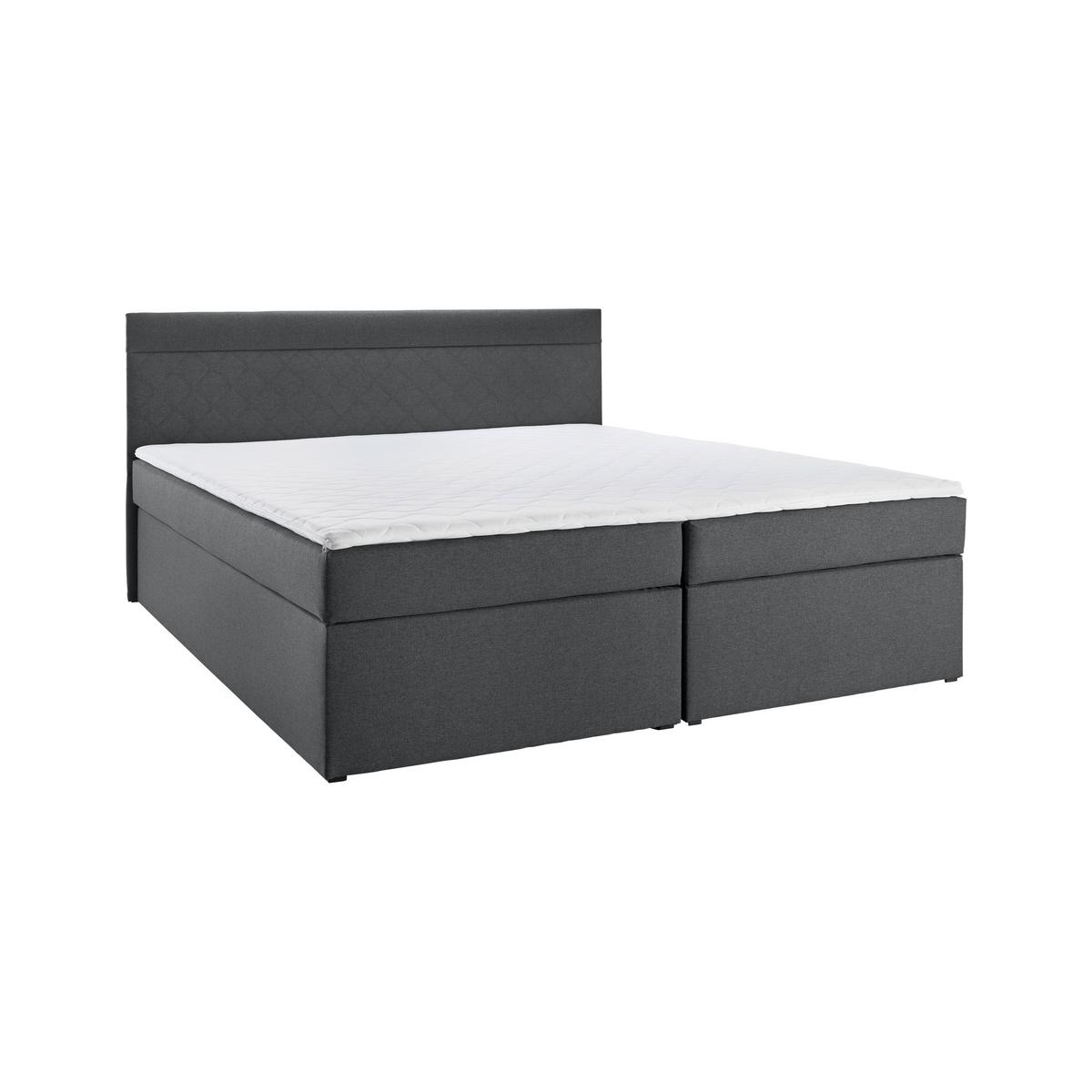 Boxspring postel s topperem Rosa, 180x200, antracitová - černá/tmavě šedá, Moderní, dřevo/kompozitní dřevo (180/200cm) - Bessagi Home